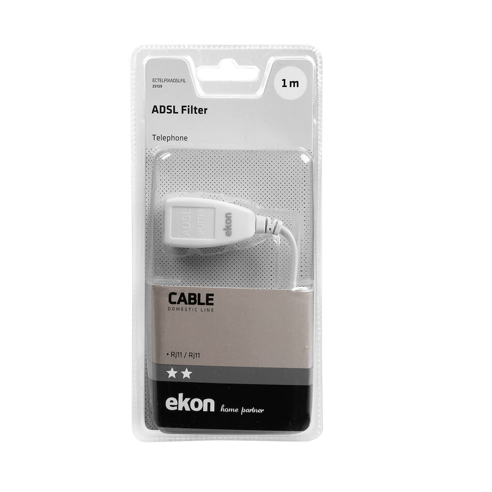 EKON ECTELFIXADSLFIL - ADSL Filter RJ11 M/M 1m Weiß