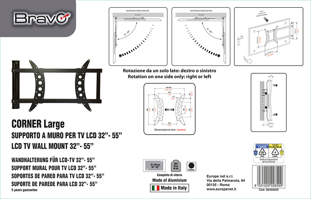 BRAVO CORNERLARGE - Eck-TV Halterung 32-55"