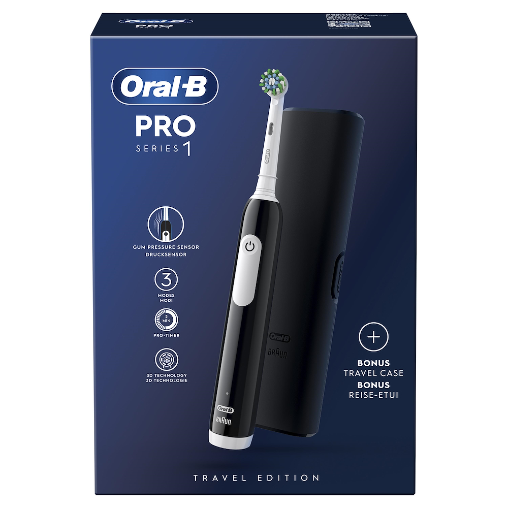 ORAL-B PRO1BLACKTRAVELCASE - Oral-B Pro 1 Elektrische Zahnbürste Schwarz mit Reiseetui