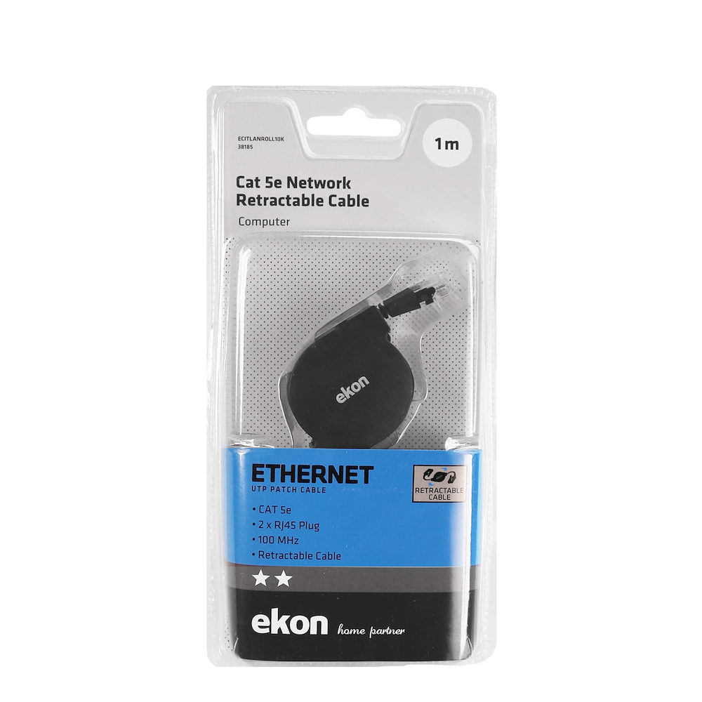 EKON ECITLANROLL10K - UTP Netzwerkkabel 1m Retractable