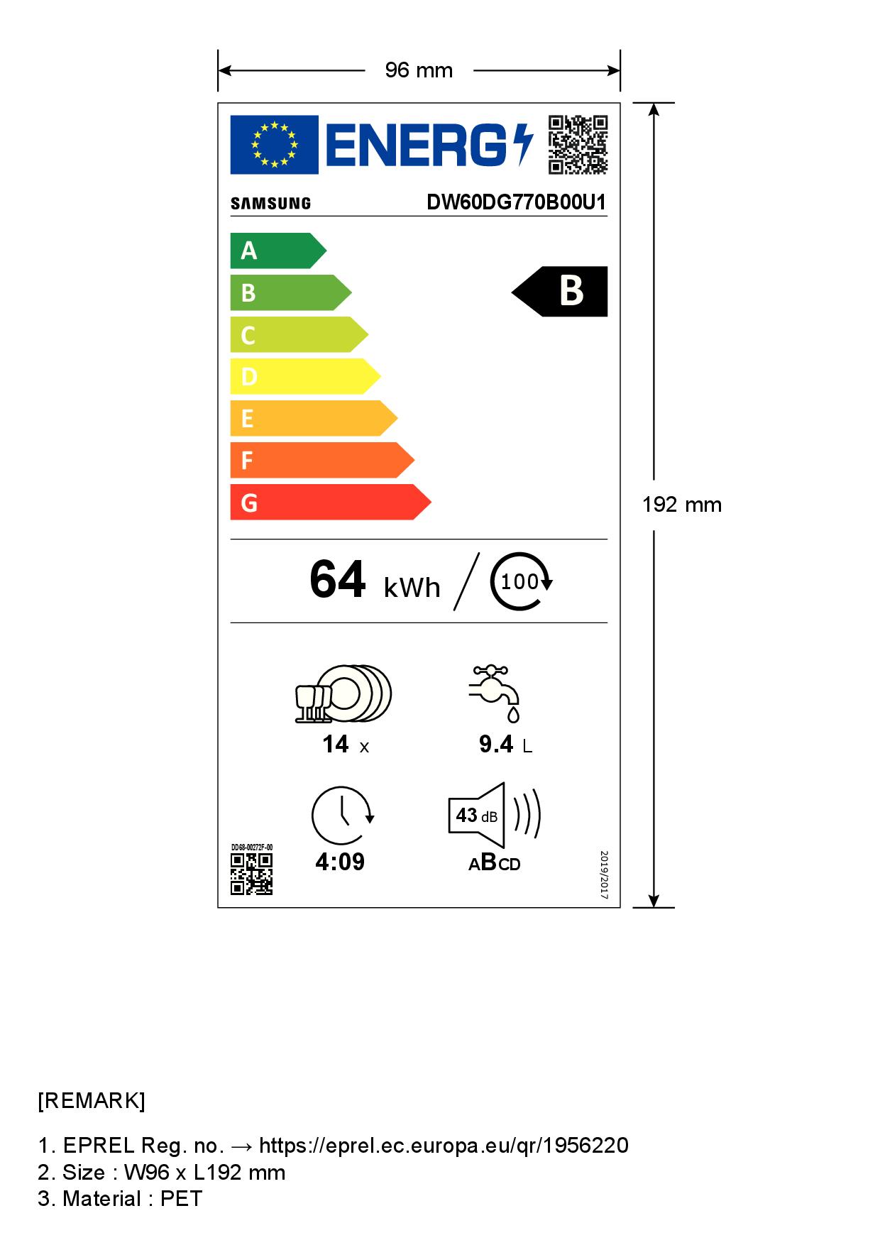 SAMSUNG DW60DG770B00U1 - Geschirrspüler 60cm Klasse B