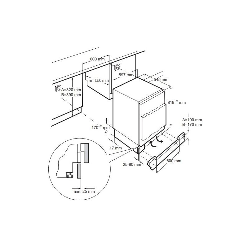 ELECTROLUX LXB3AE82R - Electrolux LXB3AE82R Untertheck-Kühlschrank