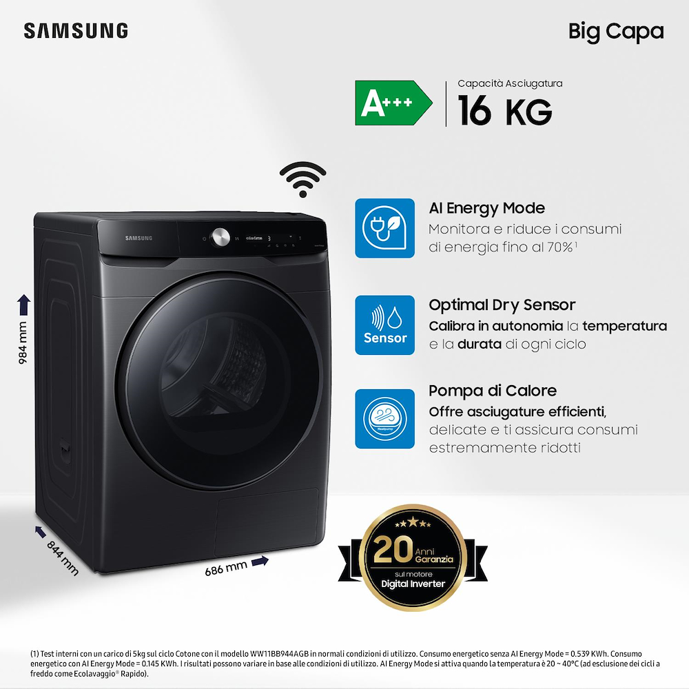 SAMSUNG DV16DG8600BVU3 - Wäschetrockner Frontlader 16kg