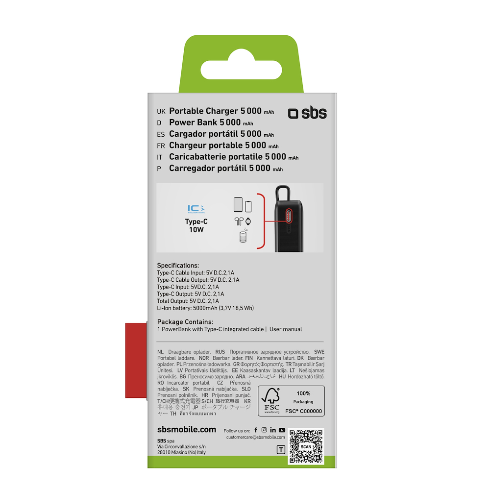 SBS TEBB5000LCDTCK - Powerbank 5000mAh mit Display