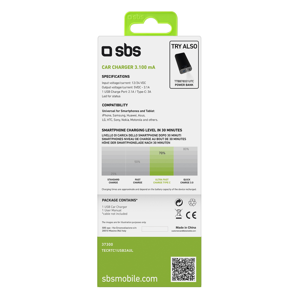 SBS TECRTC1USB2AUL - Auto Ladegerät USB und Type-C