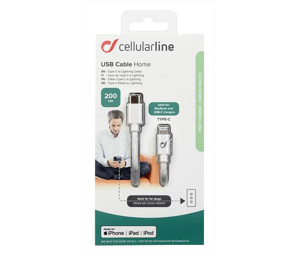 CELLULAR LINE USBDATAC2LMFI2MW - USB-C zu Apple Datenkabel 2m