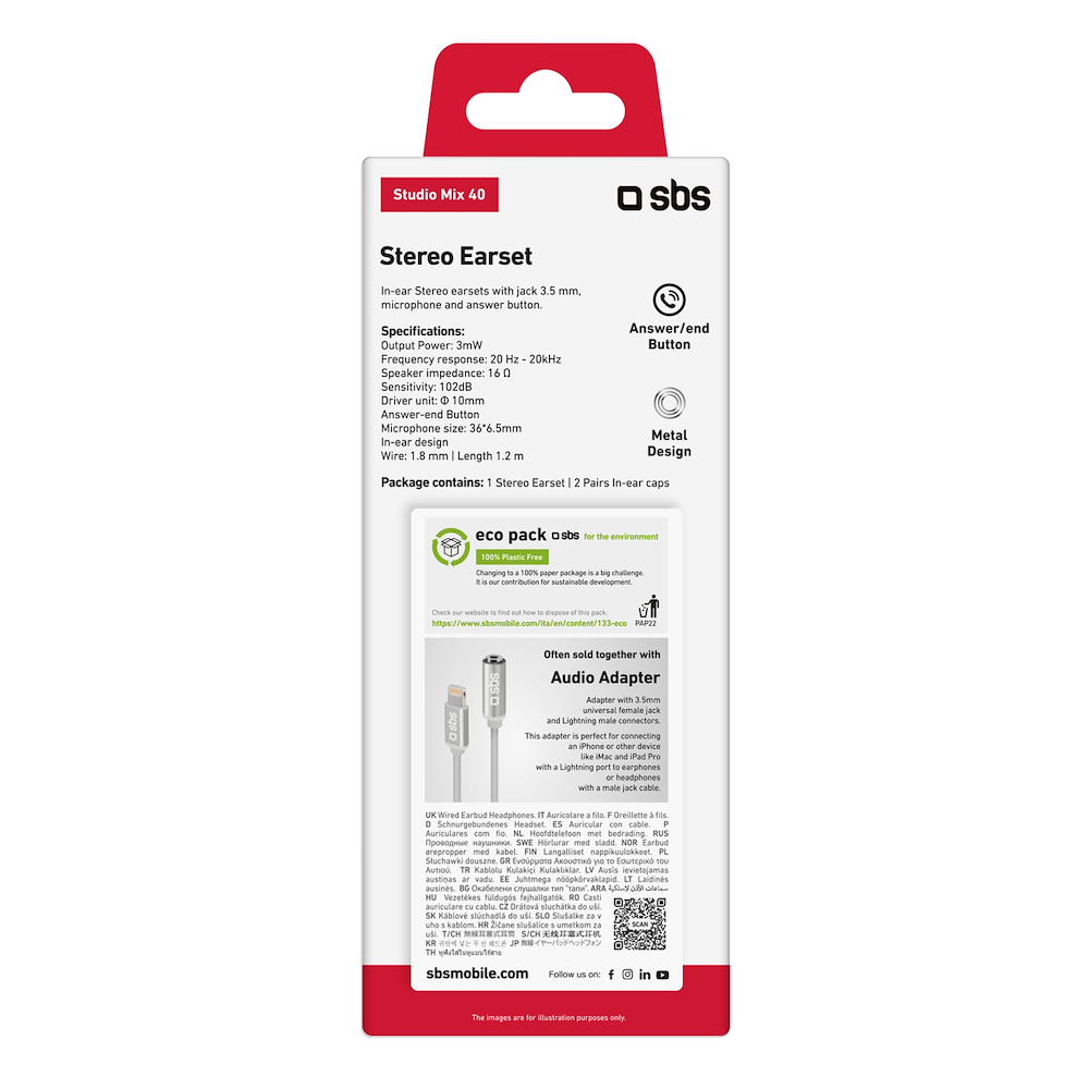 SBS TEMETALINEARW - In-Ear Stereo Kopfhörer mit Mikrofon