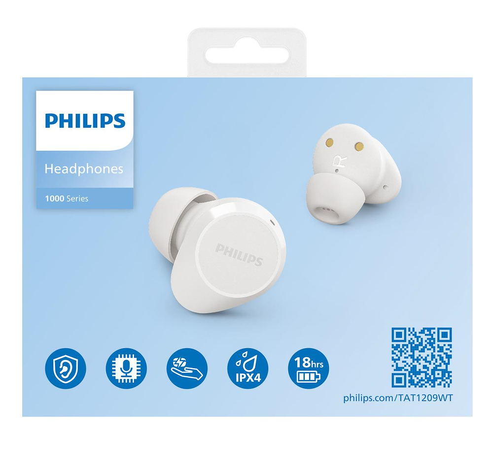 PHILIPS TAT1209WT - True Wireless Kopfhörer mit Dynamischem Bass