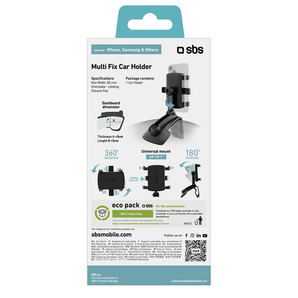 SBS TESUPPWHEELK - Universeller Auto-Phone Halter schwarz