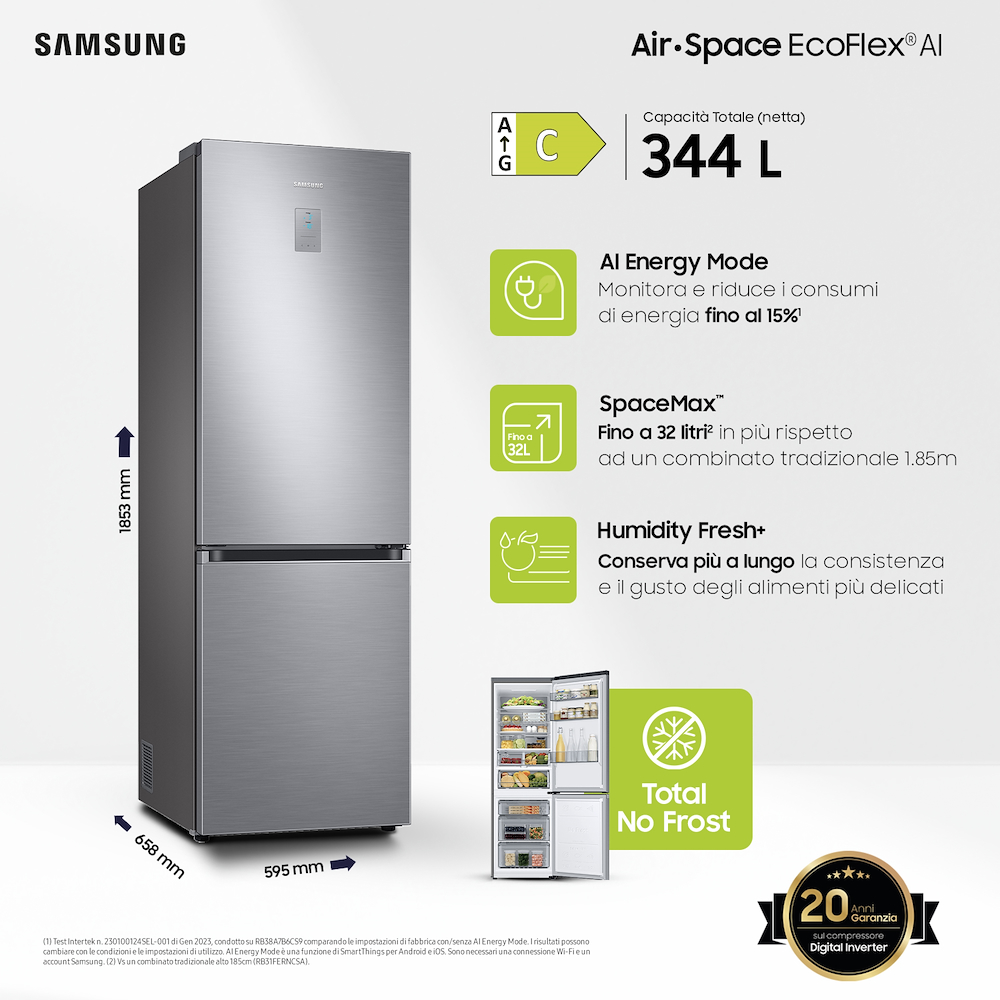 SAMSUNG RB34C775CS9EF - EcoFlex AI Kombi-Kühlschrank