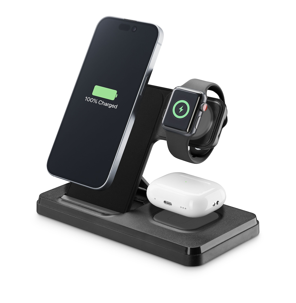 CELLULAR LINE WIRESTAND3IN1FBK - 3in1 Drahtlose Ladebasis 15W