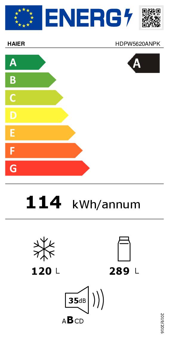HAIER HDPW5620ANPK - Combi Kühlschrank 409 Lt Edelstahl