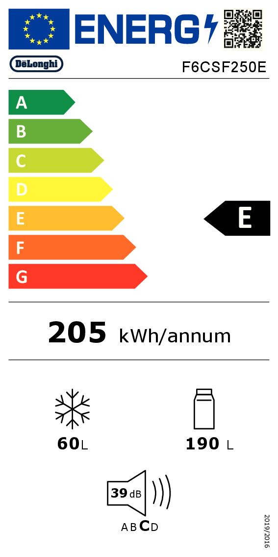 DE LONGHI F6CSF250E - De'Longhi Einbau-Kühl-Gefrierkombination 250L