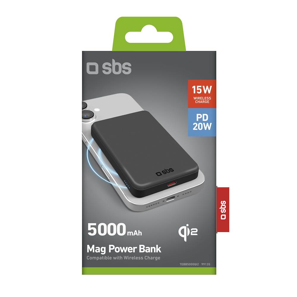 SBS TEBB5000QI2 - Kompakte Powerbank 25000mAh Schwarz