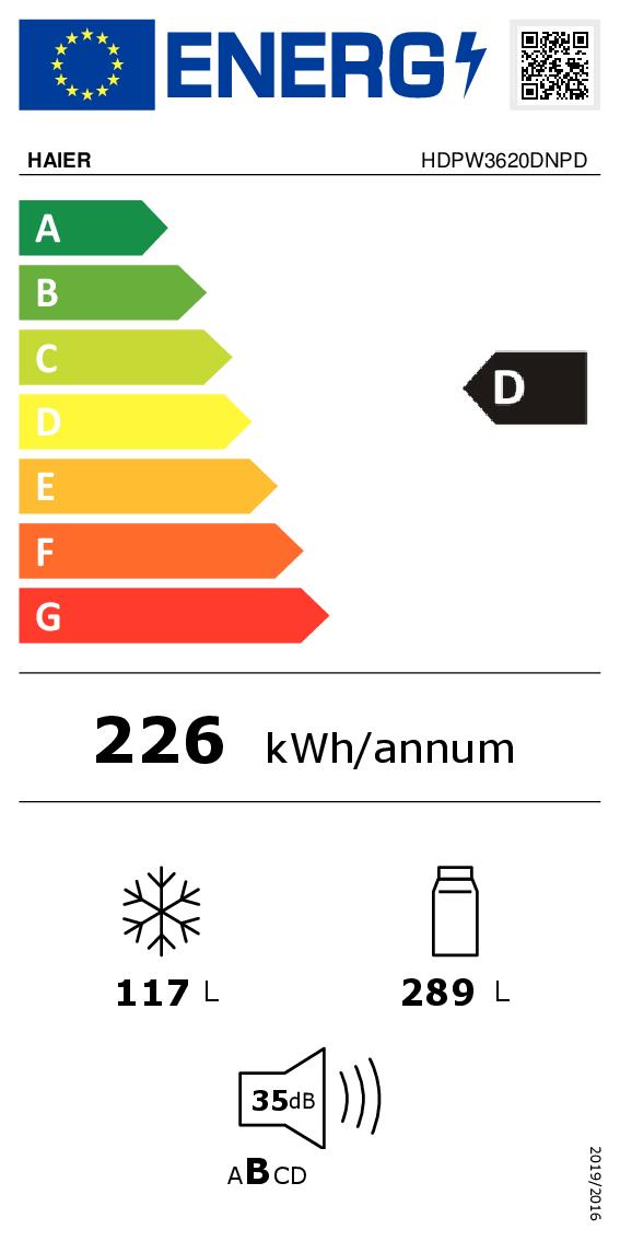 HAIER HDPW3620DNPD - Haier Combi Kühlschrank 406L NOFROST