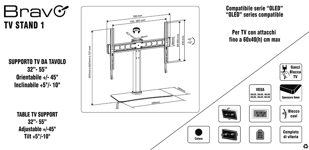 BRAVO 92402636 - Halterung für Monitor bis 55"