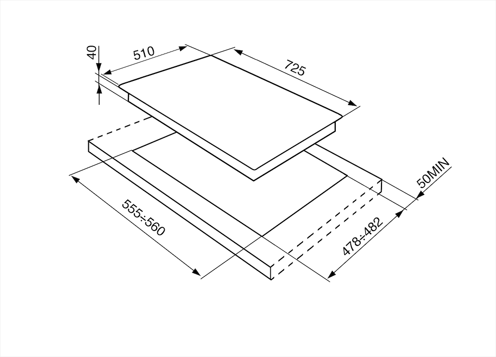 SMEG SLR75SGH - Smeg Gasherd 75cm 4-Felder