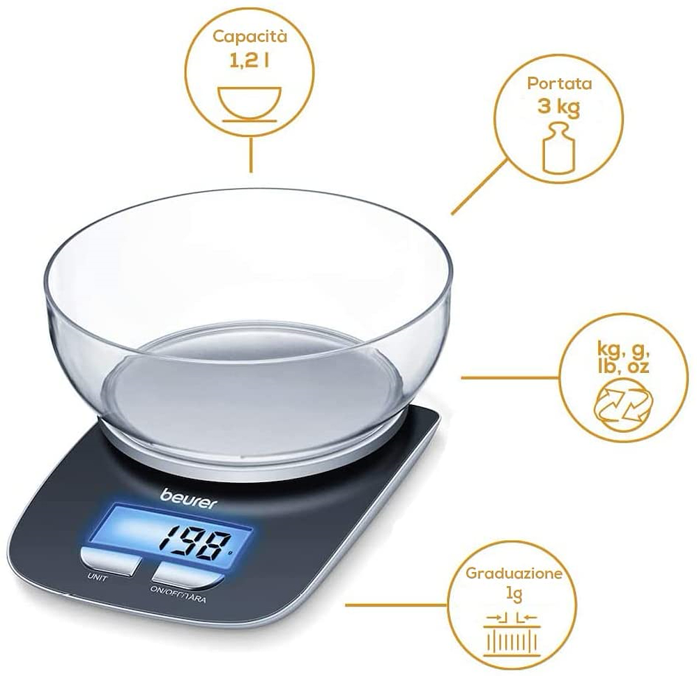 BEURER KS25 - Beurer Küchenwaage mit abnehmbarem Behälter