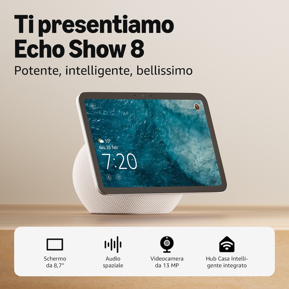 ECHO ECHOSHOW82025GLACIERWHITE - Echo Show 8 Smart Display