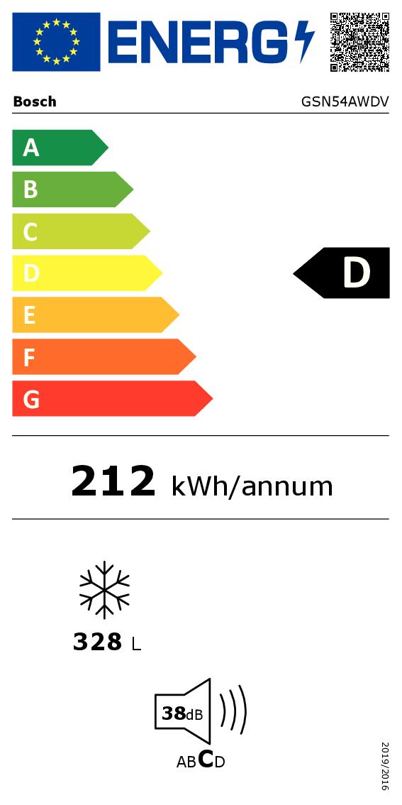BOSCH GSN54AWDV - Vertikaler Gefrierschrank 328L