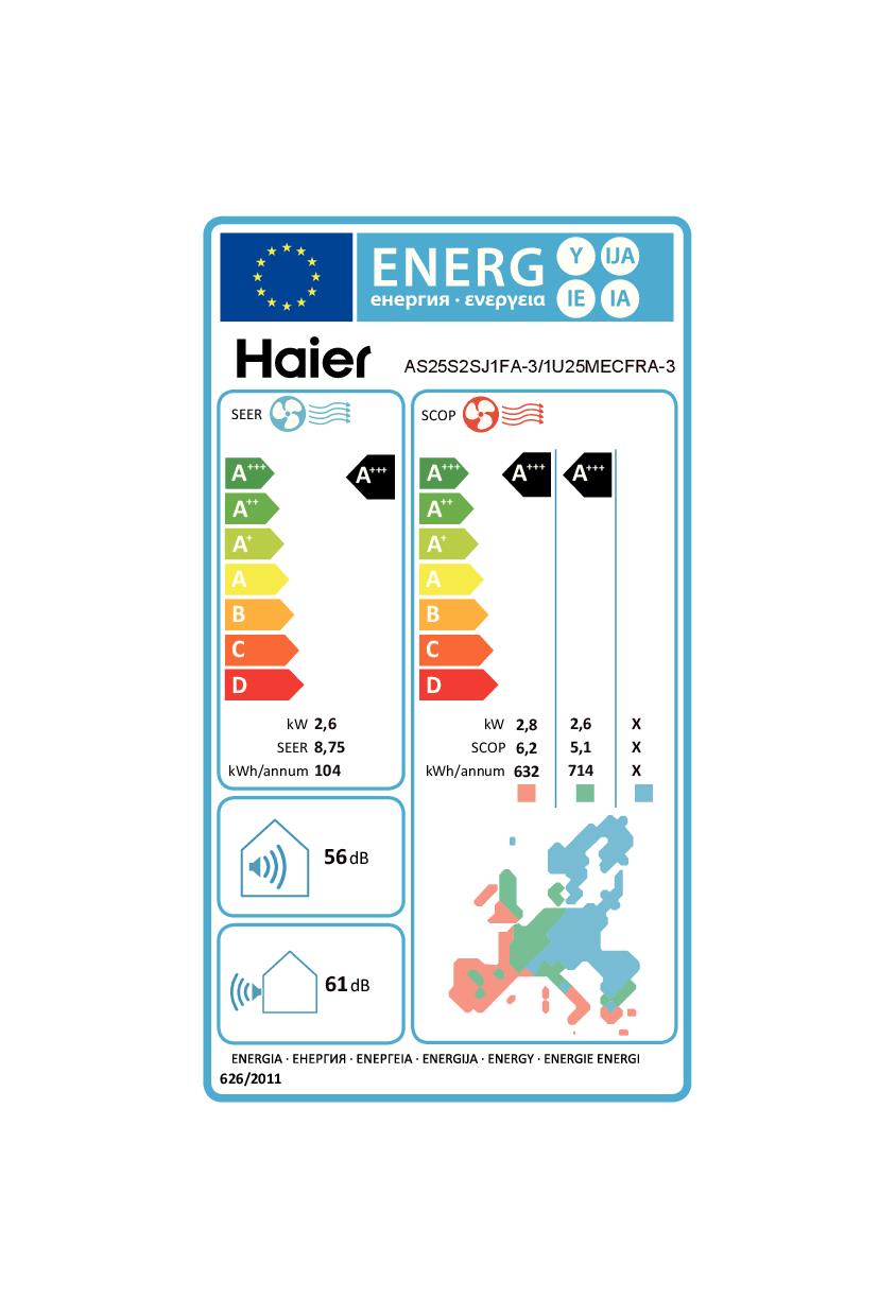 HAIER AS25S2SJ1FA - AS25S2SJ1FA 0617426 mitD.MONO 2.6KW INVERTER A+++/A+++ R32 JADE WIFI