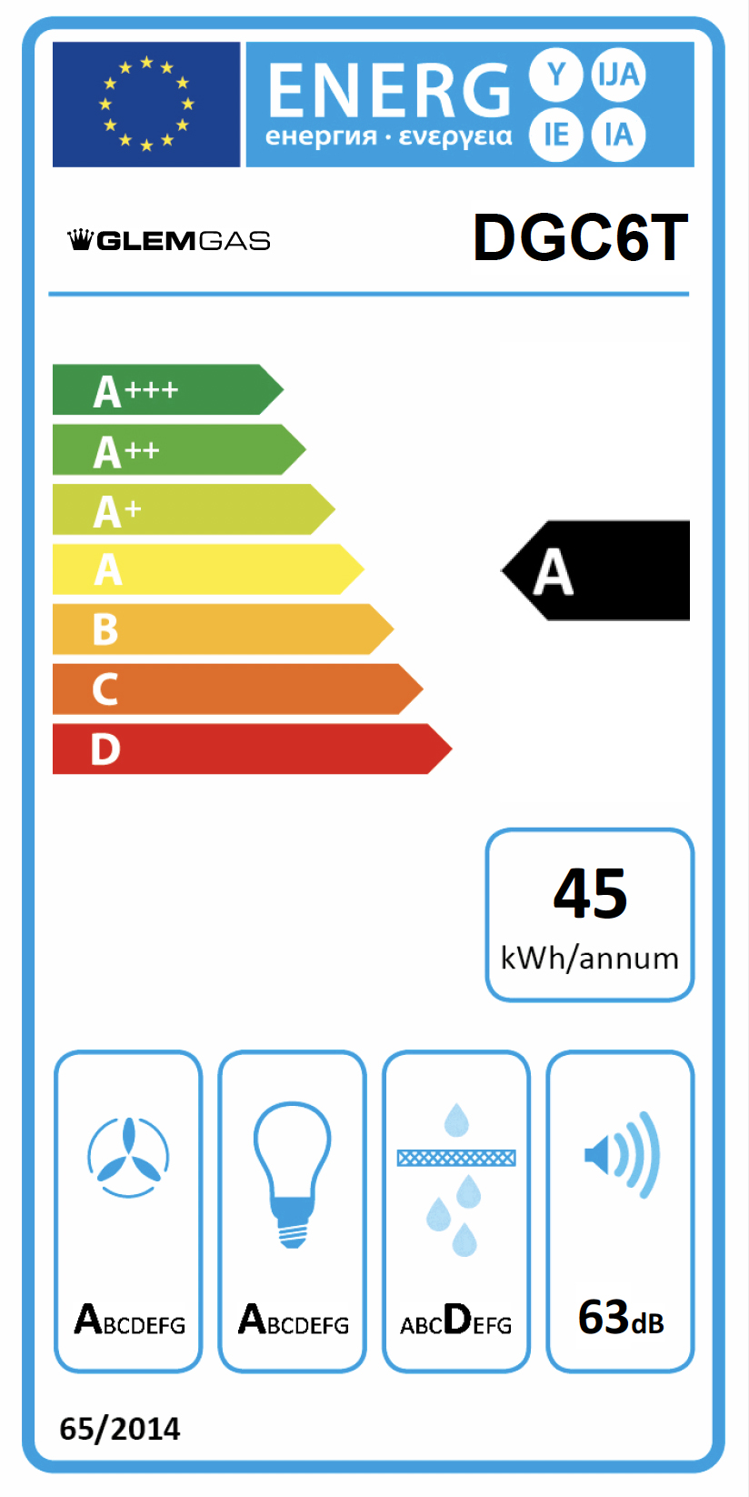 GLEM GAS DGC6TAC - Edelstahl Dunstabzugshaube 60cm