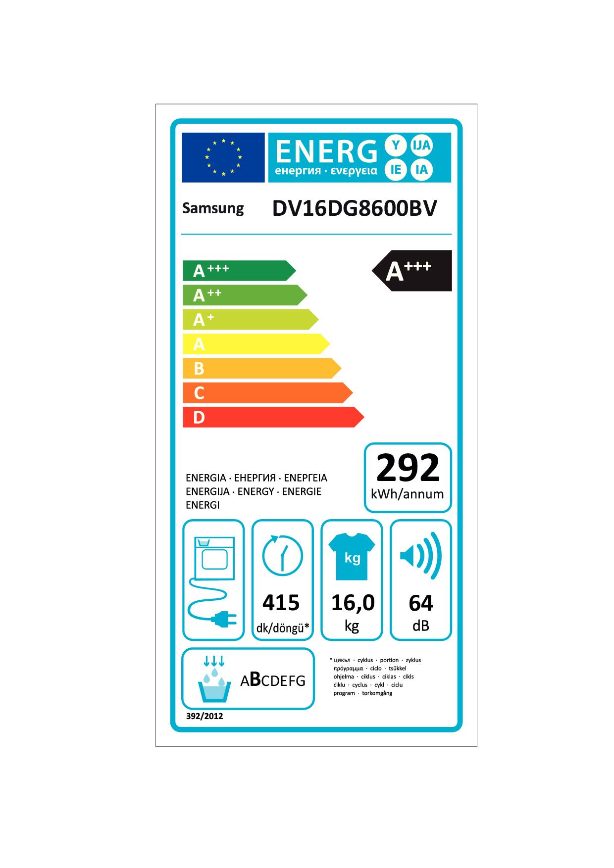 SAMSUNG DV16DG8600BVU3 - Wäschetrockner Frontlader 16kg