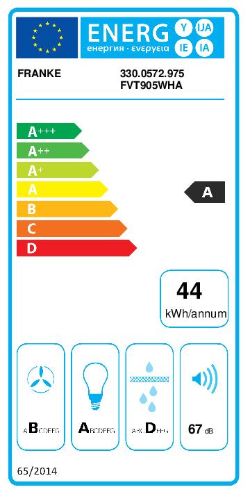 FRANKE 330.0572.975 - Wandhaube 90cm Glas Weiß