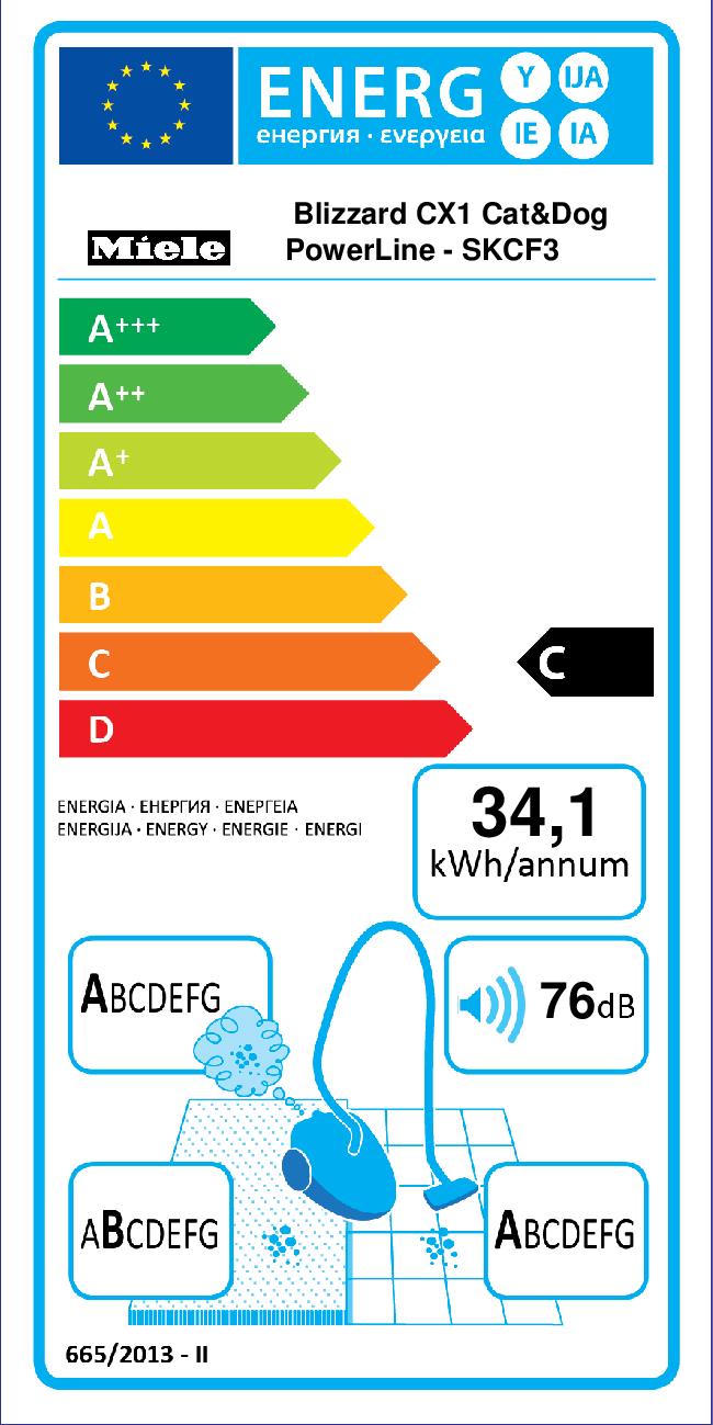 MIELE BLIZZARDCX1CATDOGPOWERLIN - Miele Blizzard CX1 Cat & Dog Beutelloser Staubsauger