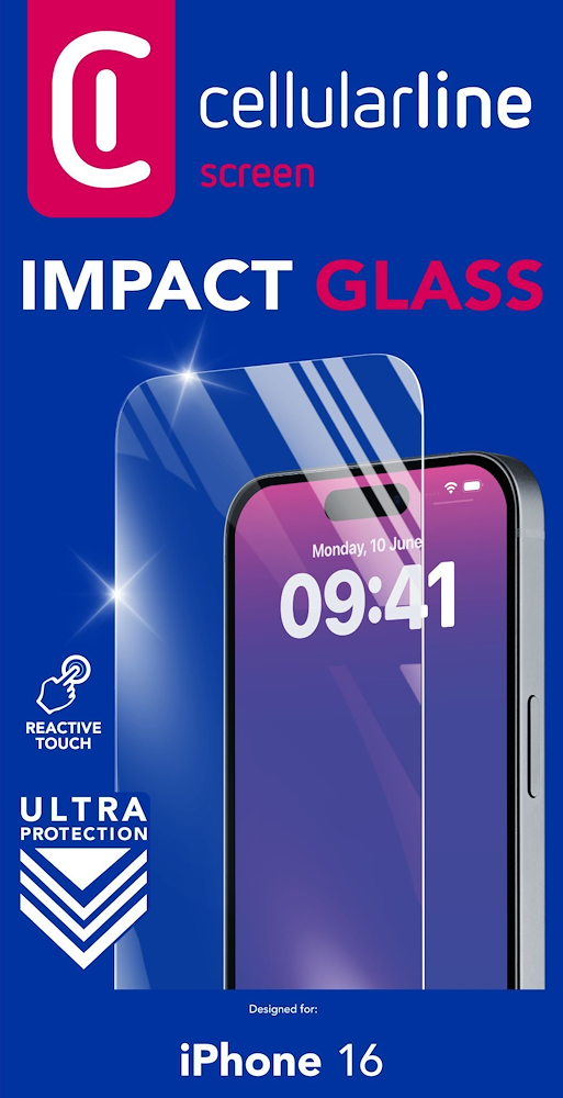 CELLULAR LINE TEMPGLASSIPH16 - Impact Glass iPhone 16 Schutzglas