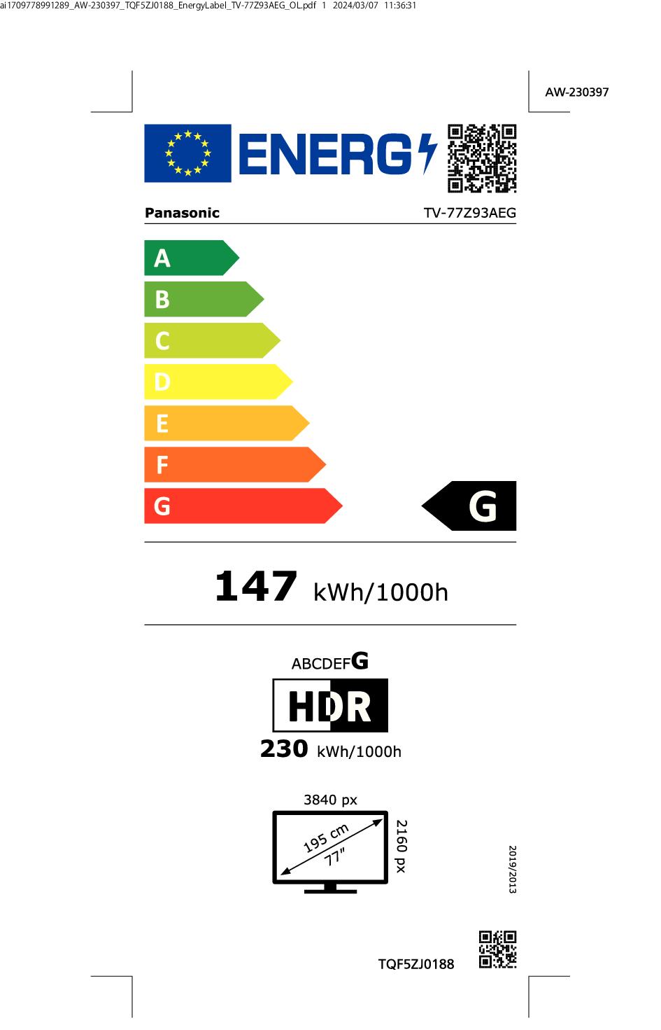PANASONIC TV77Z93AEG - TV OLED PRO 77" UHD 4K mit Fire TV