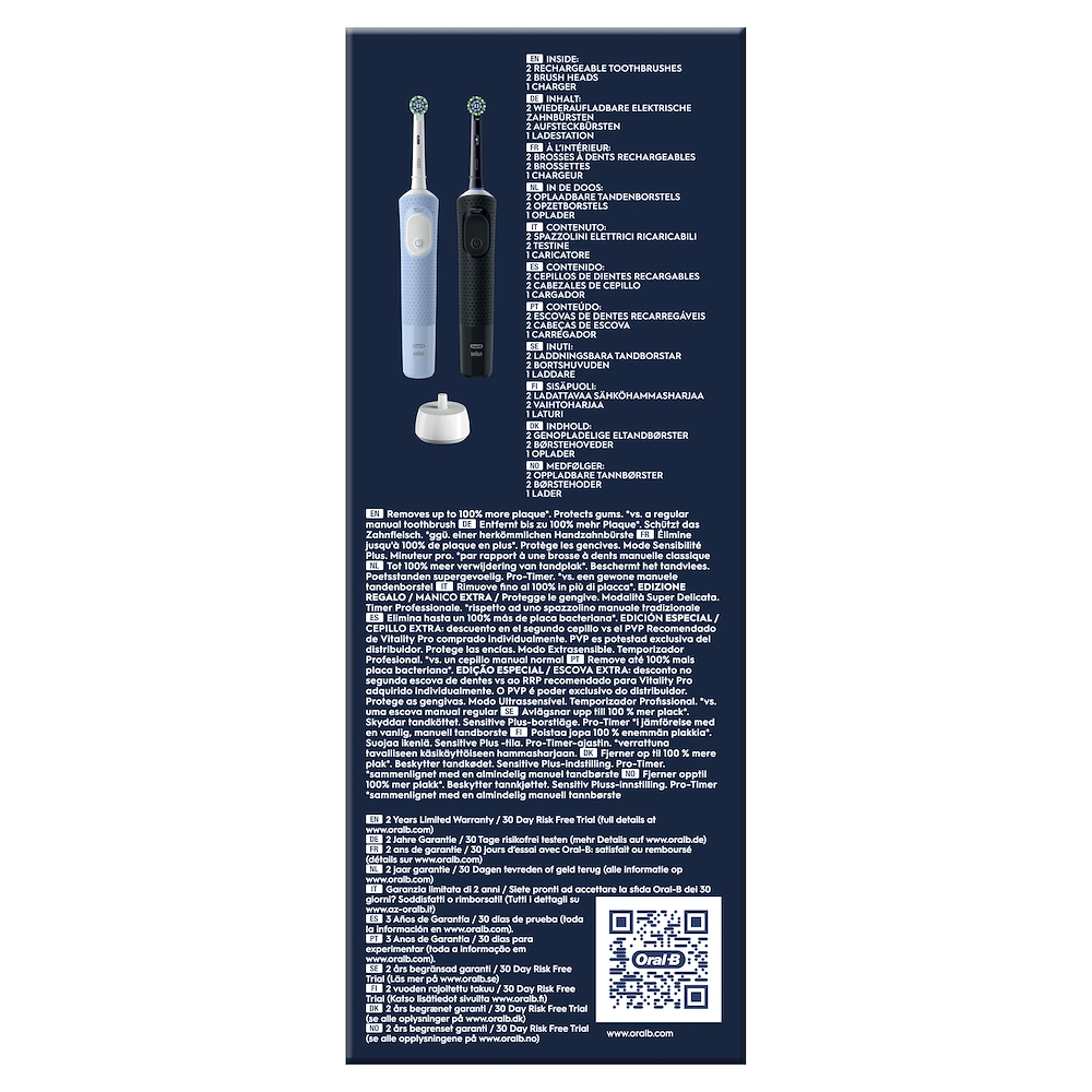 ORAL-B VITALITYPRODUOBLACKBLUE - Oral-B Vitality Pro Duo Elektrische Zahnbürste Schwarz/Blau