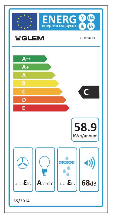 GLEM GAS GHC940IX - 90cm Edelstahl Dunstabzugshaube mit Filter