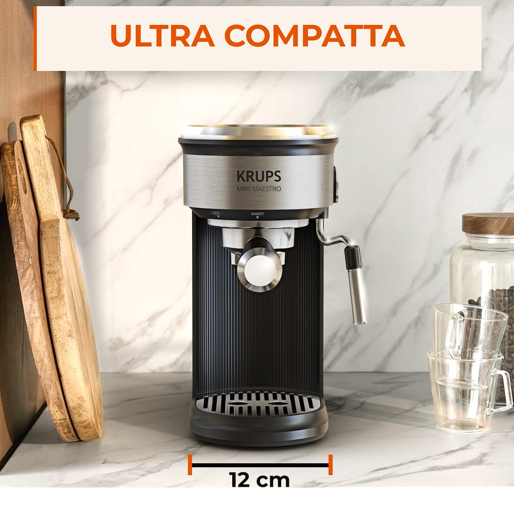 KRUPS XP350D 0769859 M.CAFFE' ESPRESSO 0.6LT 20BAR MINIMAESTRO NER/INOX