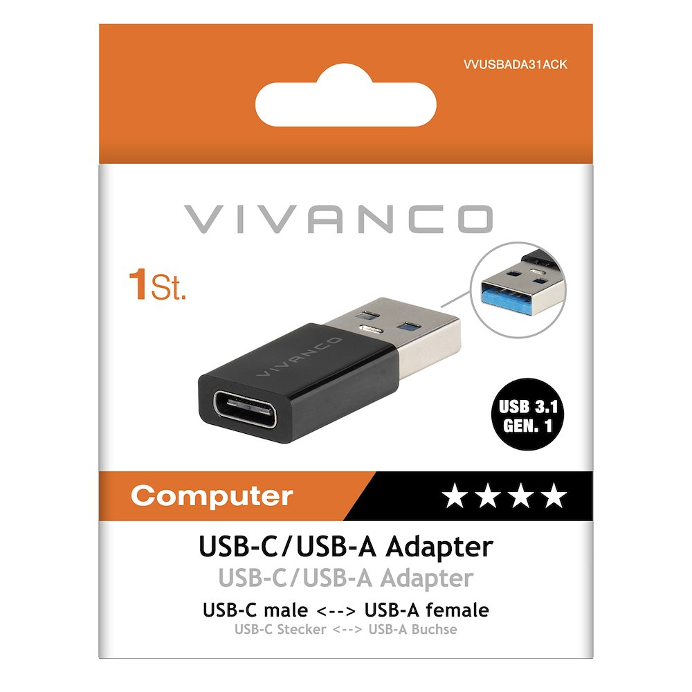 VIVANCO VVUSBADA31ACK - USB-A zu USB-C Adapter
