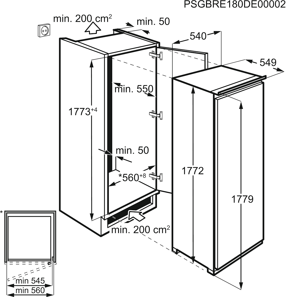 ELECTROLUX EFS3DF18S - Einbaukühlschrank 1 Tür mit 259L