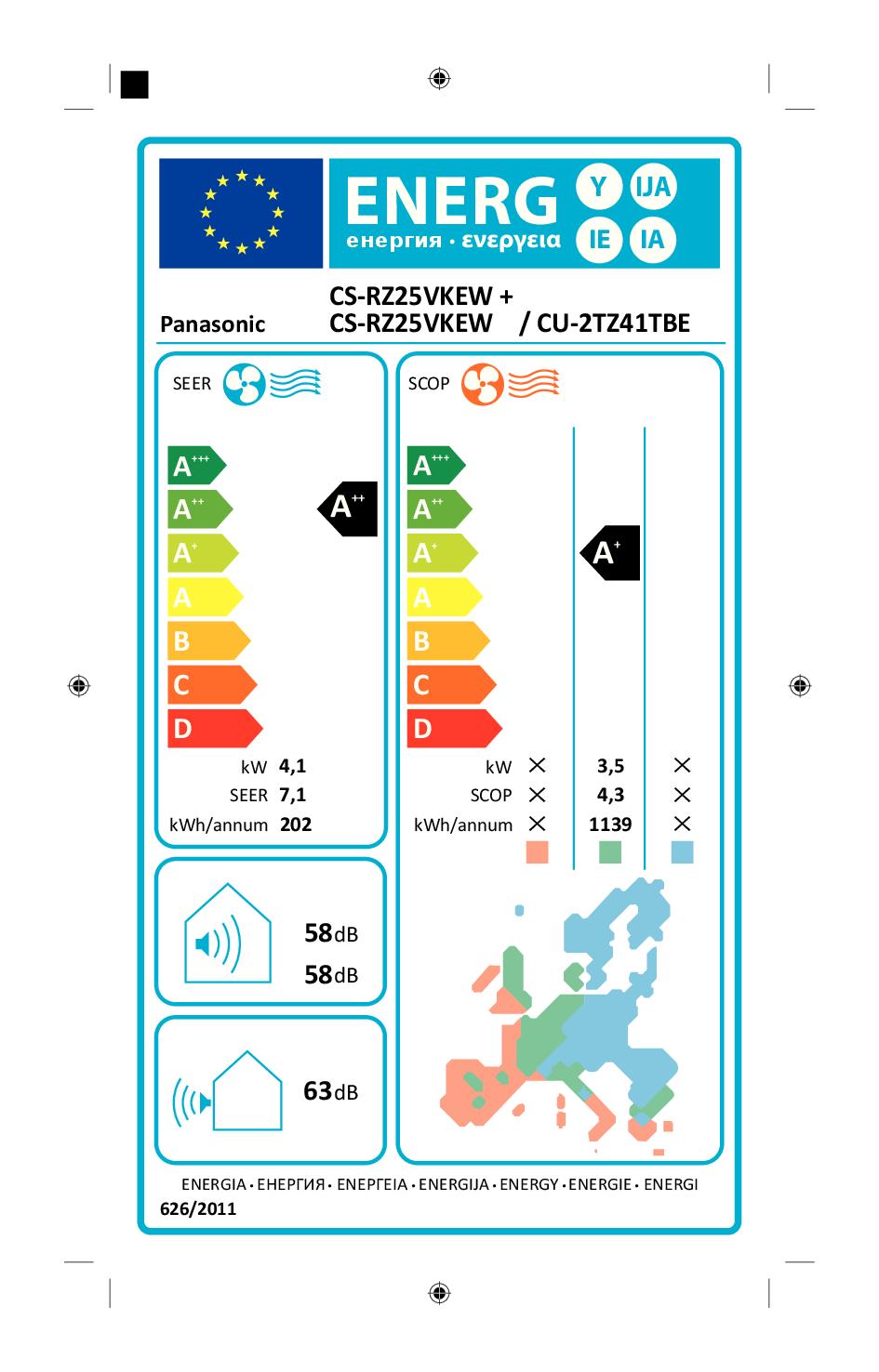 PANASONIC CU2TZ41TBE - Dual-Wärmepumpe mit Inverter