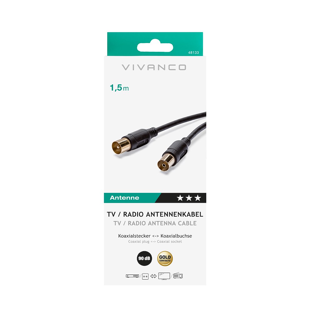 VIVANCO VVACABMF150K - Antennenkabel 1.5M Schwarz