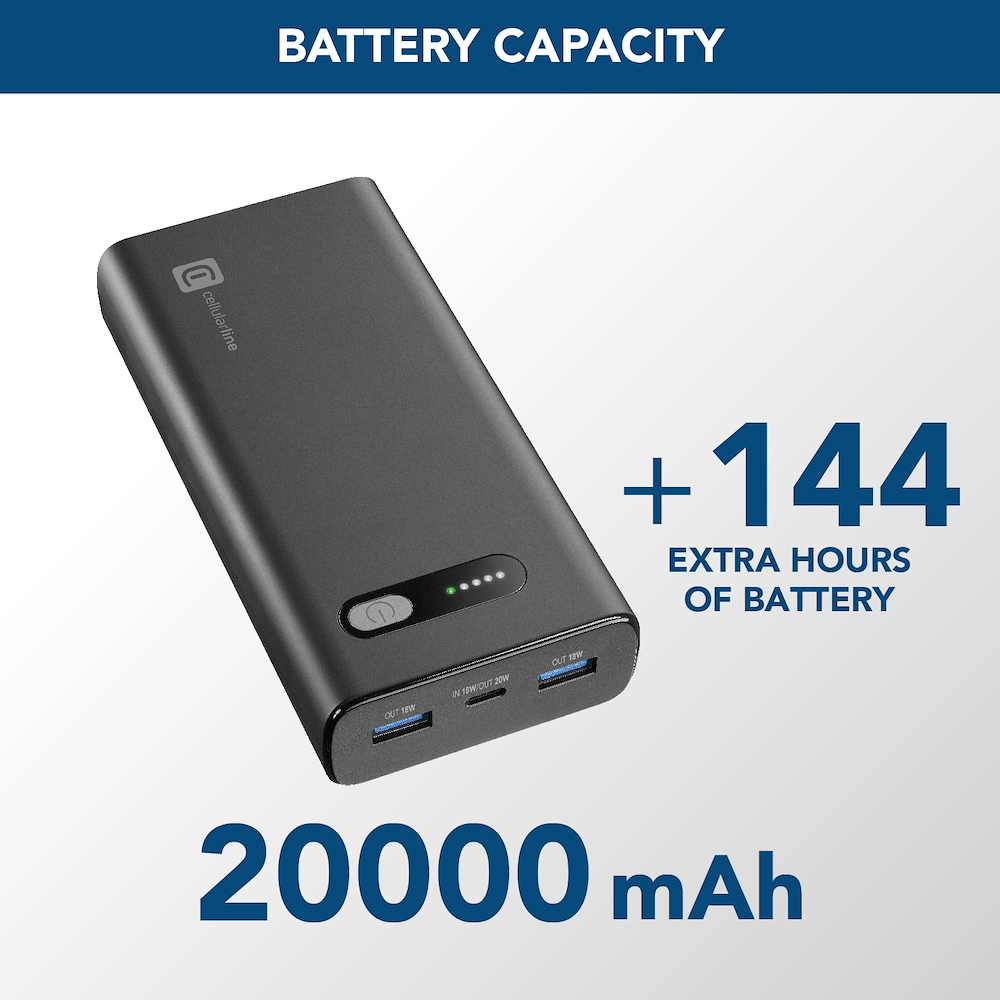 CELLULAR LINE PBFAST01PD20000K - Power Bank Fast PD 20000mAh Schwarz