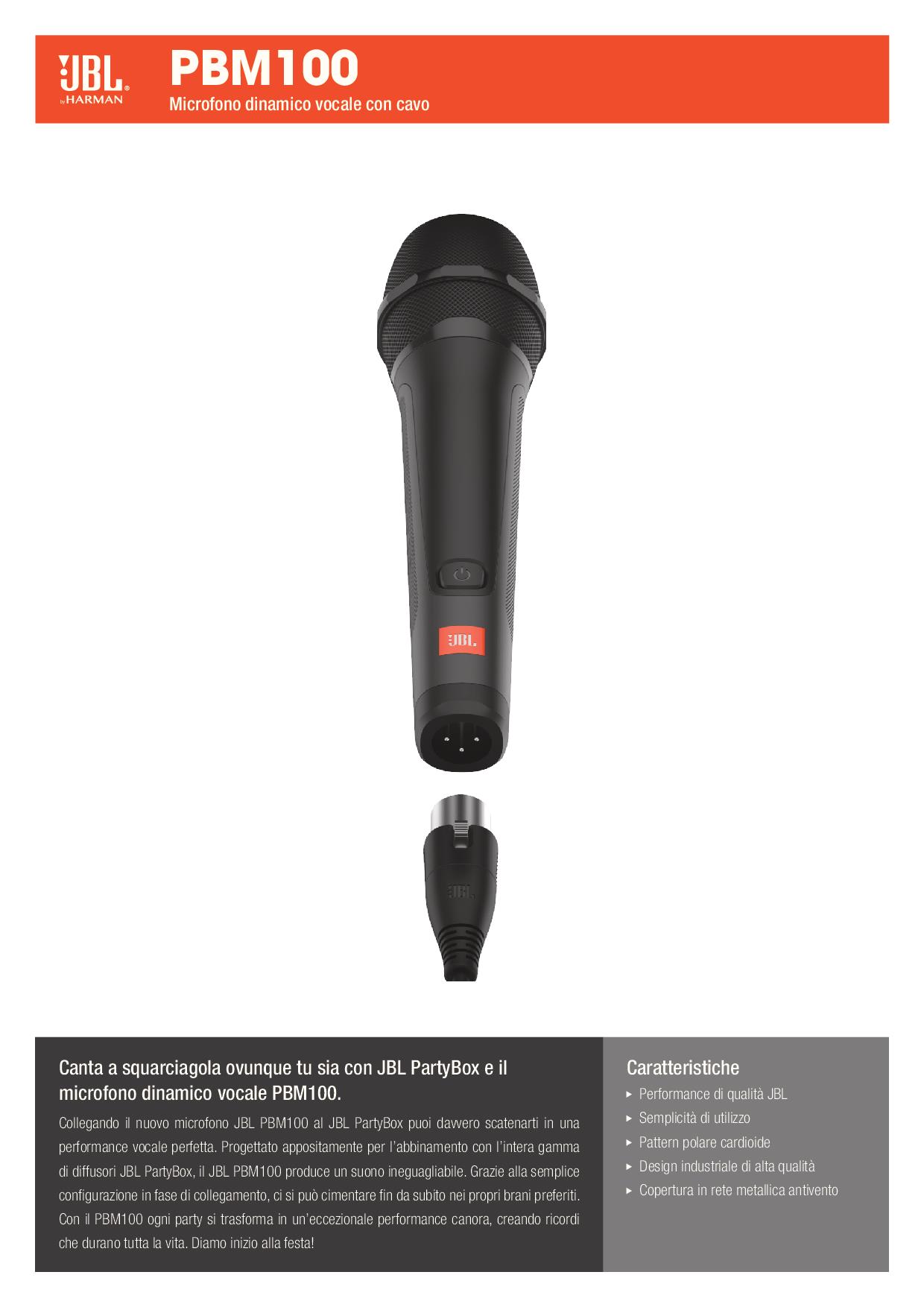 JBL JBLPBM100BLK - Dynamisches Mikrofon  PBM100 für Partys