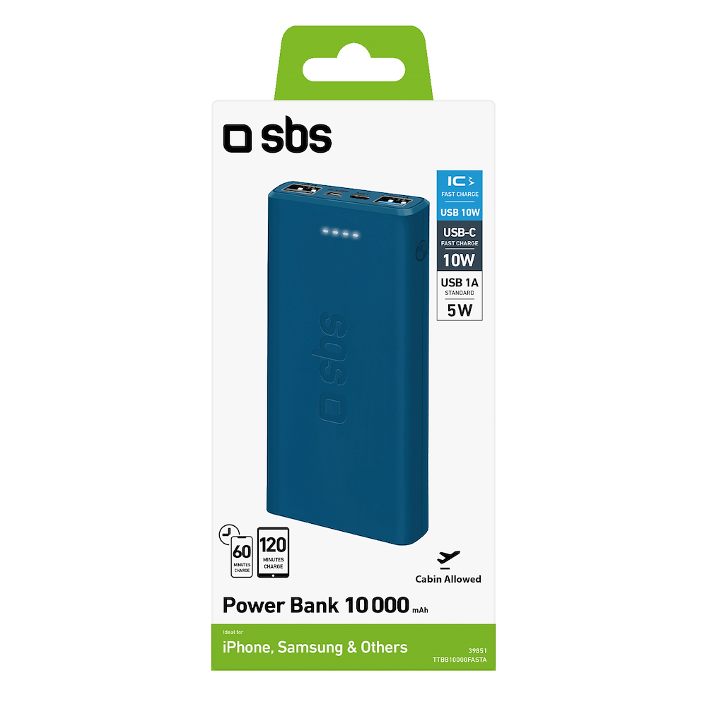SBS TTBB10000FASTA - Powerbank 10.000mAh Blau