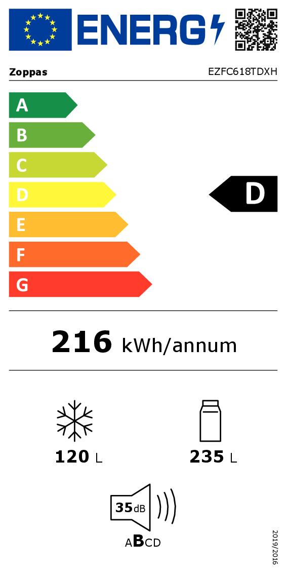 ZOPPAS 34006031 - Kühlschrank 355L Edelstahl