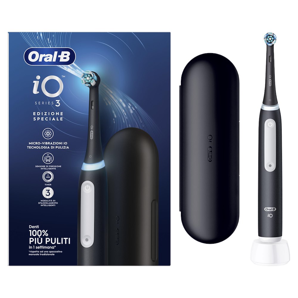 ORAL-B IO3STRIPPED - Elektrische Zahnbürste Schwarz mit Etui