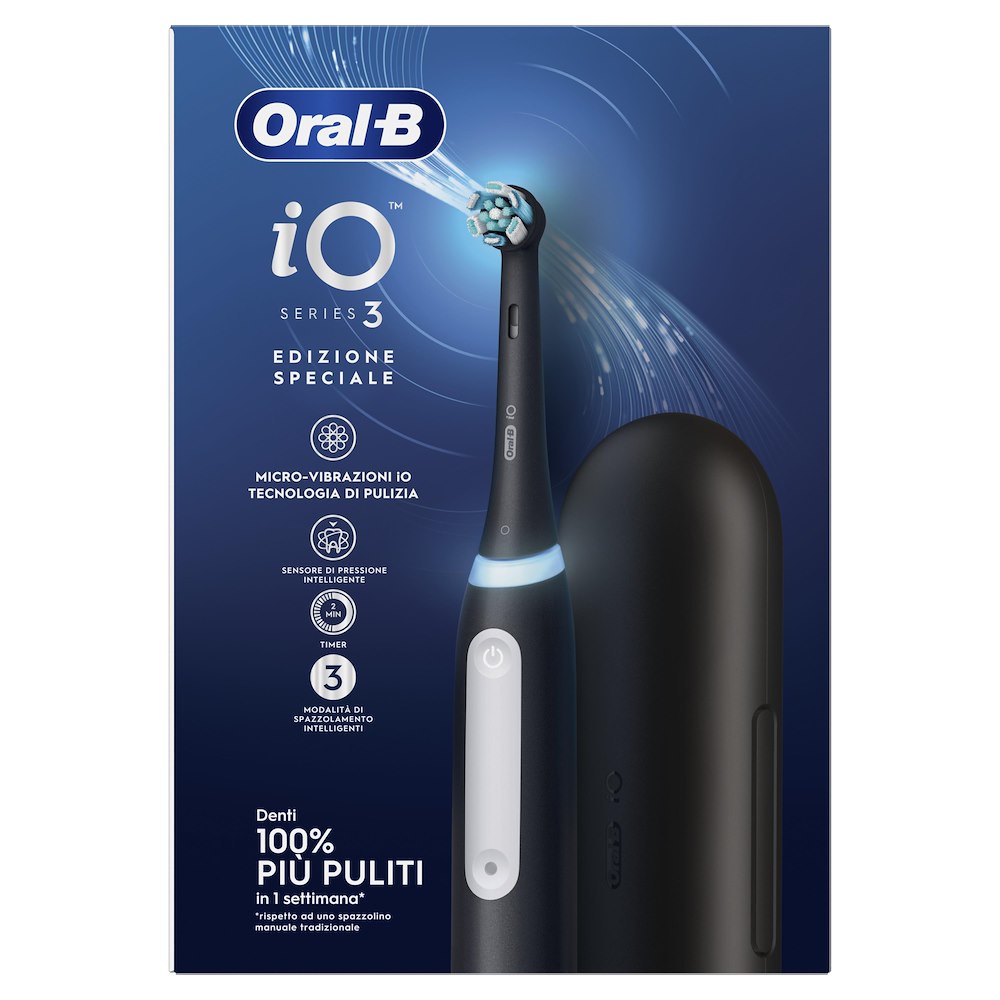 ORAL-B IO3STRIPPED - Elektrische Zahnbürste Schwarz mit Etui