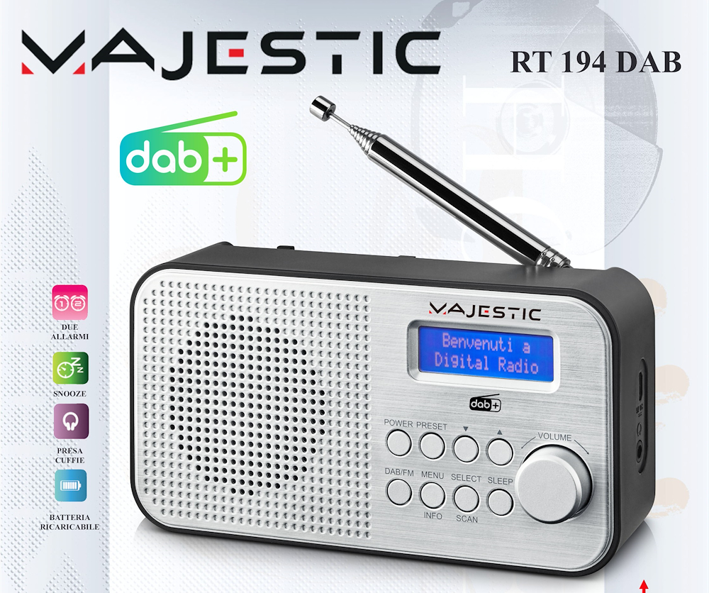 MAJESTIC RT194DAB - Tragbare DAB FM Wecker Radio