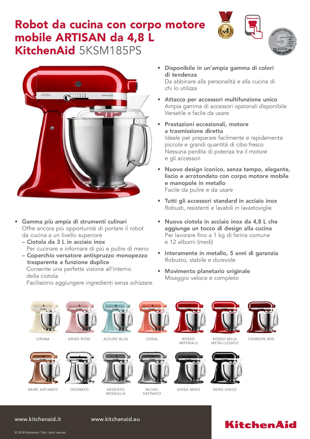 KITCHENAID 5KSM185PSEPP - KitchenAid 300W 4.8L Küchenmaschine in Grün
