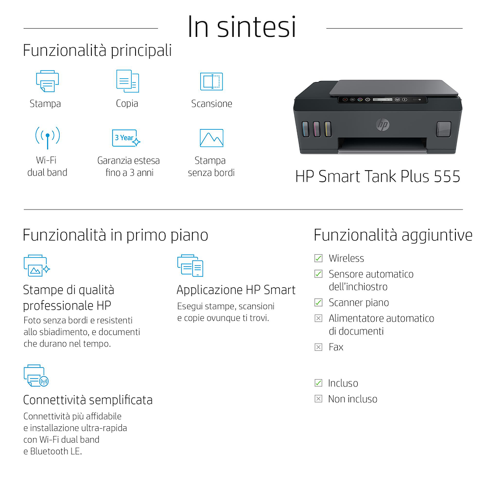 HP 1TJ12A - SmartTank Plus 555 Multifunktionsdrucker mit Wifi