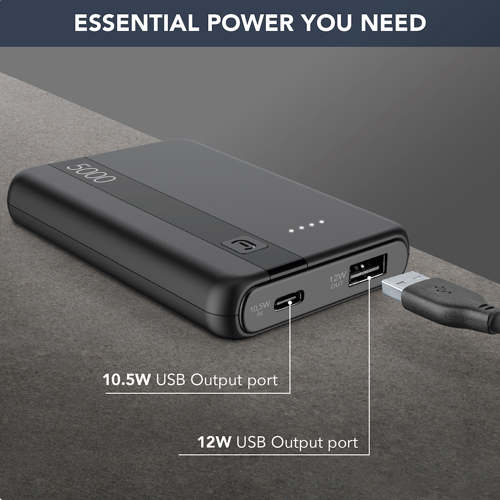 CELLULAR LINE PBENTRY5000K - 5000mAh USB-C Power Bank schwarz