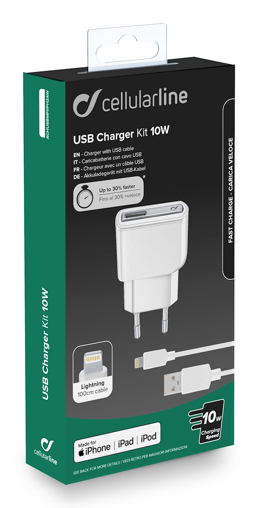 CELLULAR LINE ACHUSBMFIIPH2AW - USB Ladegerät Set 12W