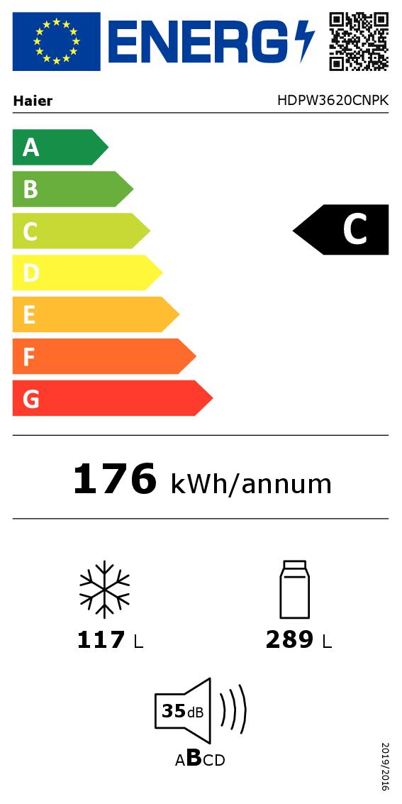 HAIER HDPW3620CNPK - Haier Serie 3 Kombi Kühlschrank 406L